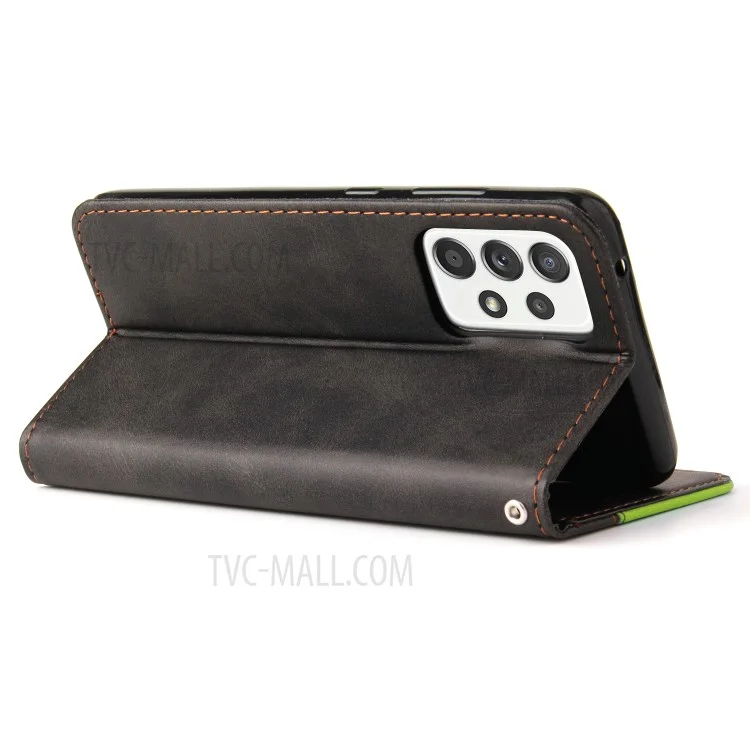 Dual-coulor Splicing Design Business Style Stand Stand Case Pour Samsung Galaxy A52 4g / 5G / A52s 5G - Vert