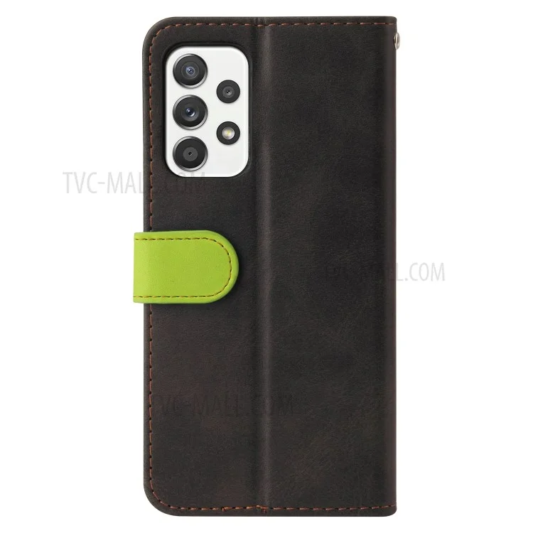 Dual-coulor Splicing Design Business Style Stand Stand Case Pour Samsung Galaxy A52 4g / 5G / A52s 5G - Vert