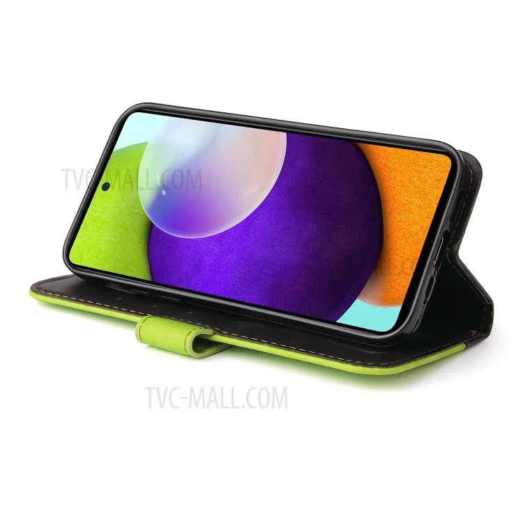 Dual-coulor Splicing Design Business Style Stand Stand Case Pour Samsung Galaxy A52 4g / 5G / A52s 5G - Vert