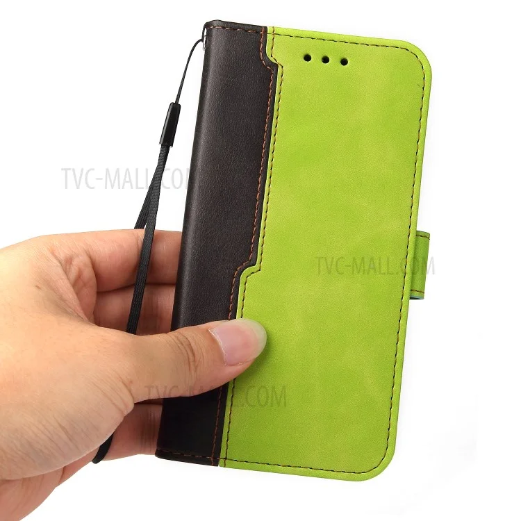 Dual-coulor Splicing Design Business Style Stand Stand Case Pour Samsung Galaxy A52 4g / 5G / A52s 5G - Vert