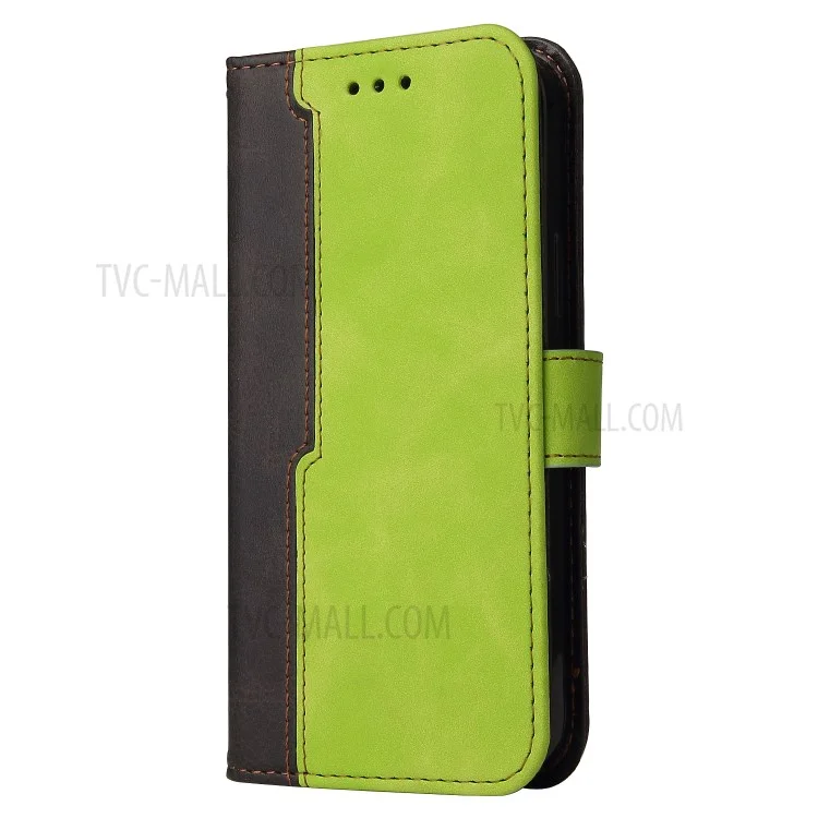 Dual-coulor Splicing Design Business Style Stand Stand Case Pour Samsung Galaxy A52 4g / 5G / A52s 5G - Vert