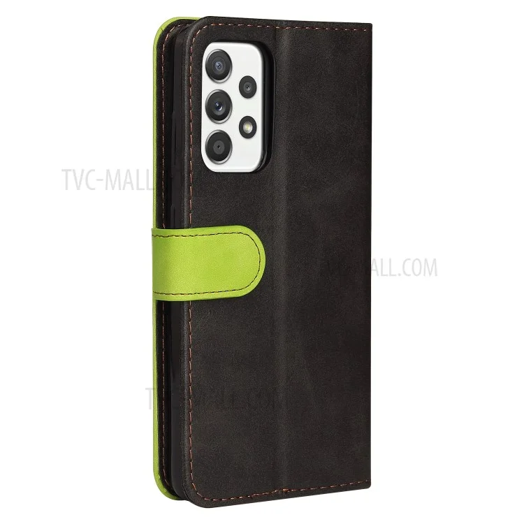 Dual-coulor Splicing Design Business Style Stand Stand Case Pour Samsung Galaxy A52 4g / 5G / A52s 5G - Vert
