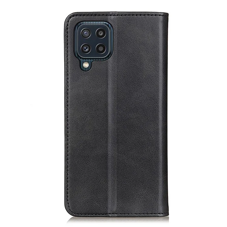 Auto-absorbed Split Leather Magnetic Wallet Phone Stand Shell Case per Samsung Galaxy M32 (Versione globale) - Nero