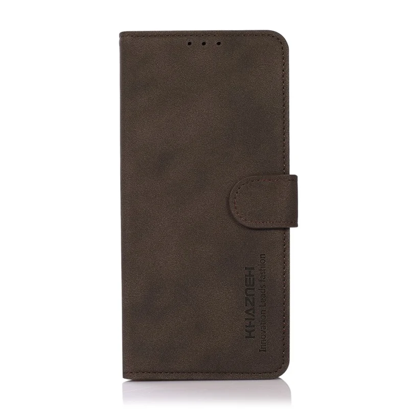 KHAZNEH Drop-proof PU Leather Phone Wallet Cover Case with Stand for Samsung Galaxy M32 (Global Version) - Brown
