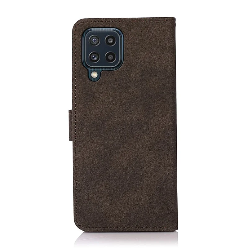 KHAZNEH Drop-proof PU Leather Phone Wallet Cover Case with Stand for Samsung Galaxy M32 (Global Version) - Brown