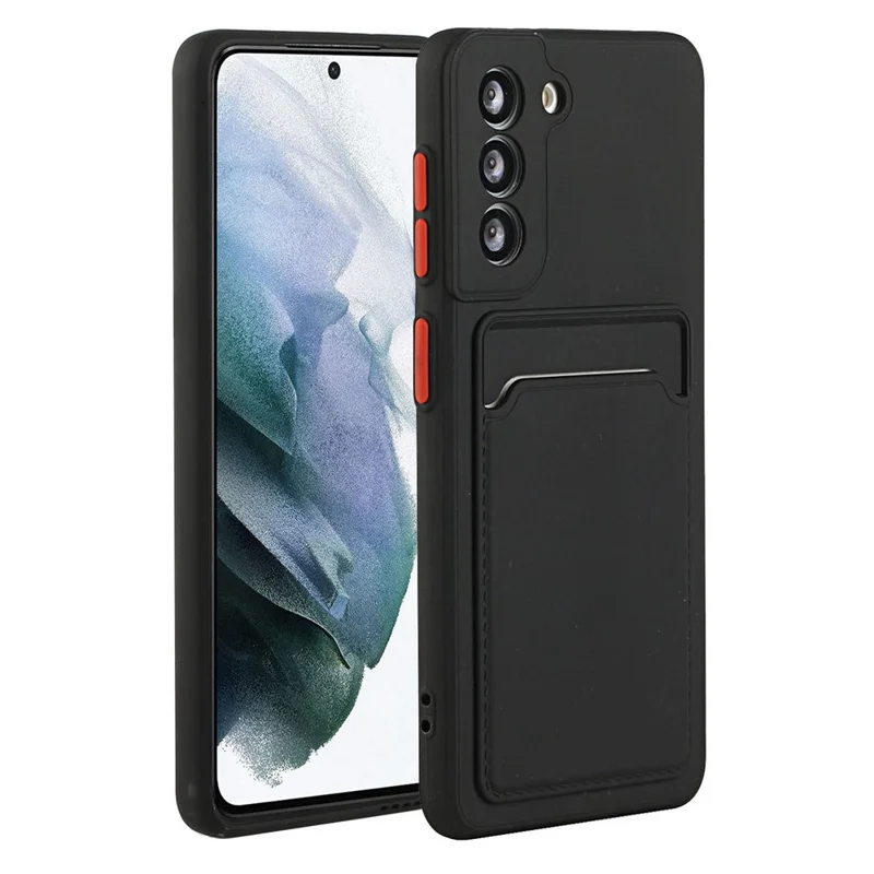 Faldsikker kortlomme med fleksibel TPU-telefonbeskytter til Samsung Galaxy S21 FE - Sort