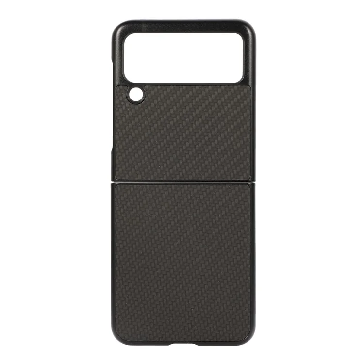 Para Samsung Galaxy Z Flip3 5G Textura de Fibra de Carbono Design em Couro Híbrido Capa de Telefone Celular Fina - Preto