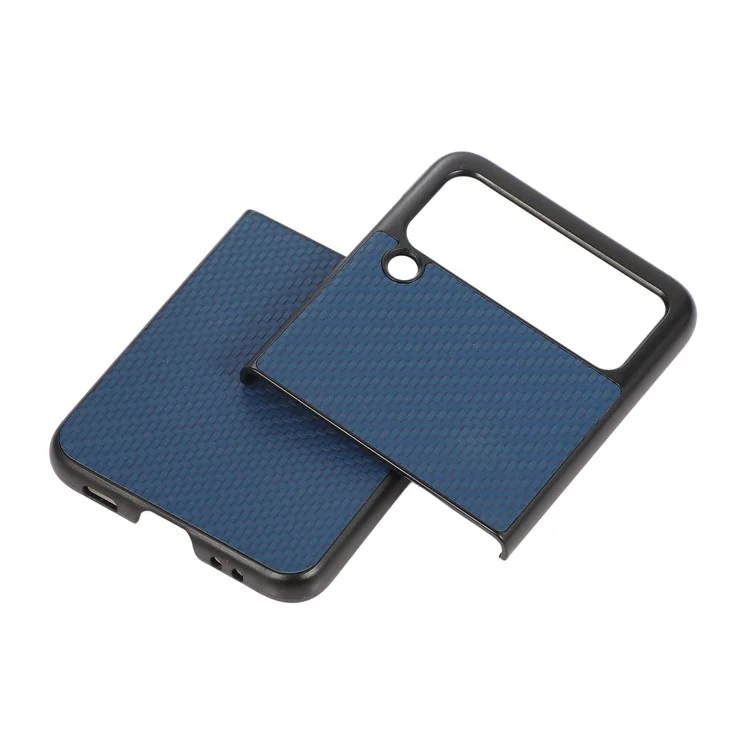 For Samsung Galaxy Z Flip3 5G Carbon Fiber Texture Design Leather Hybrid Slim Phone Cover Cell Phone Case - Blue