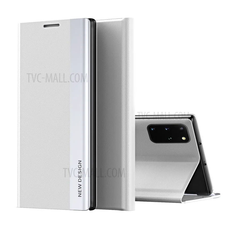 Magnetisches, selbstabsorbierendes Leder-Telefongehäuse für Samsung Galaxy S20 Plus - Weiß