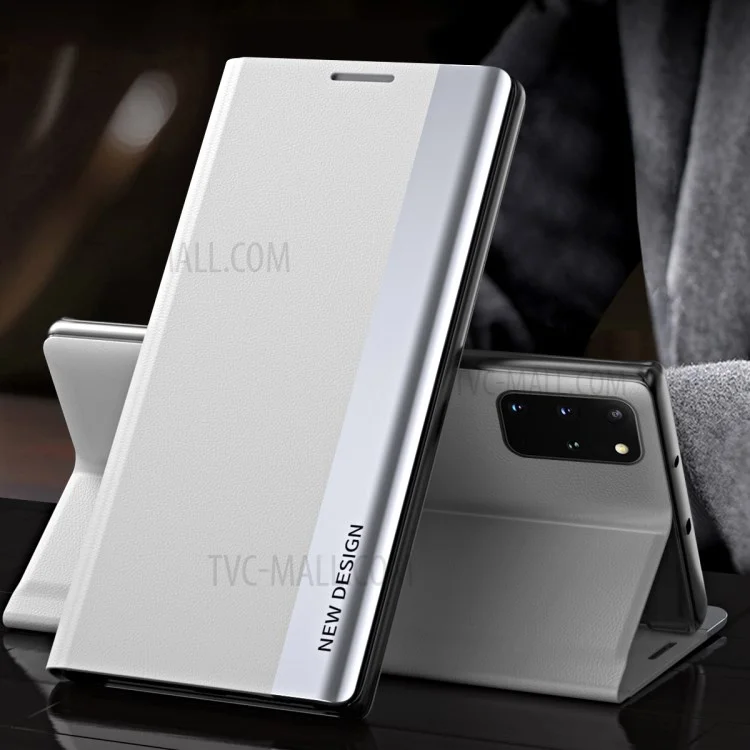 Magnetisches, selbstabsorbierendes Leder-Telefongehäuse für Samsung Galaxy S20 Plus - Weiß