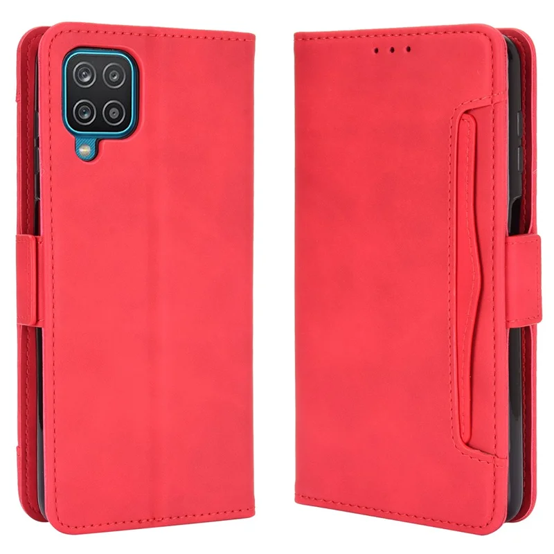 Wallet Design Phone Cover Stand Case with Multiple Card Slots for Samsung Galaxy M32 (Global Version) - Red