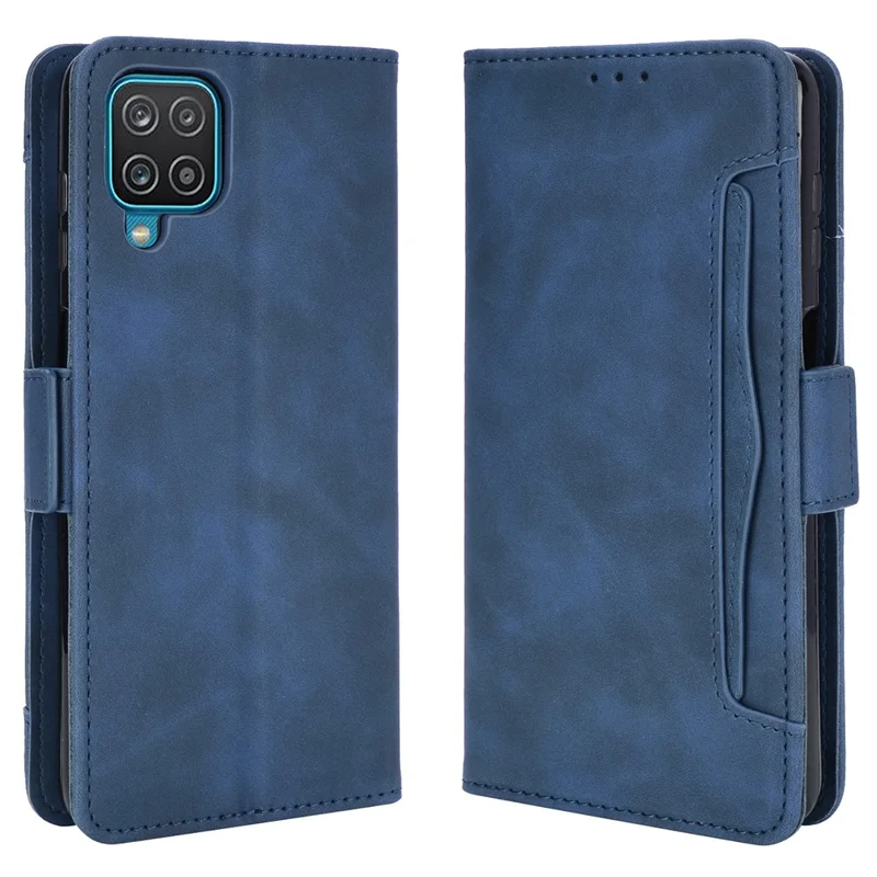 Wallet Design Phone Cover Stand Case with Multiple Card Slots for Samsung Galaxy M32 (Global Version) - Blue