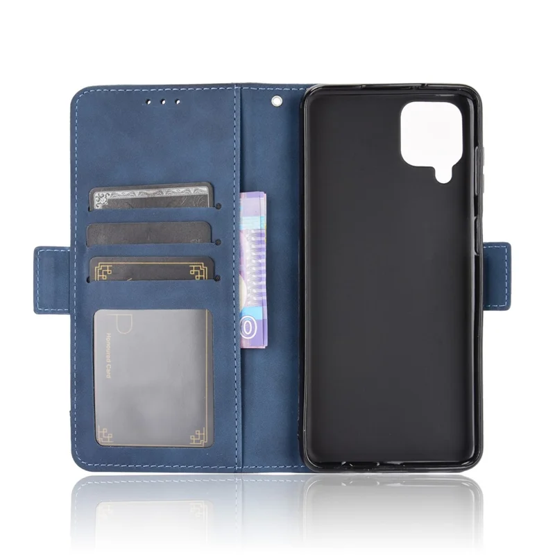 Wallet Design Phone Cover Stand Case with Multiple Card Slots for Samsung Galaxy M32 (Global Version) - Blue