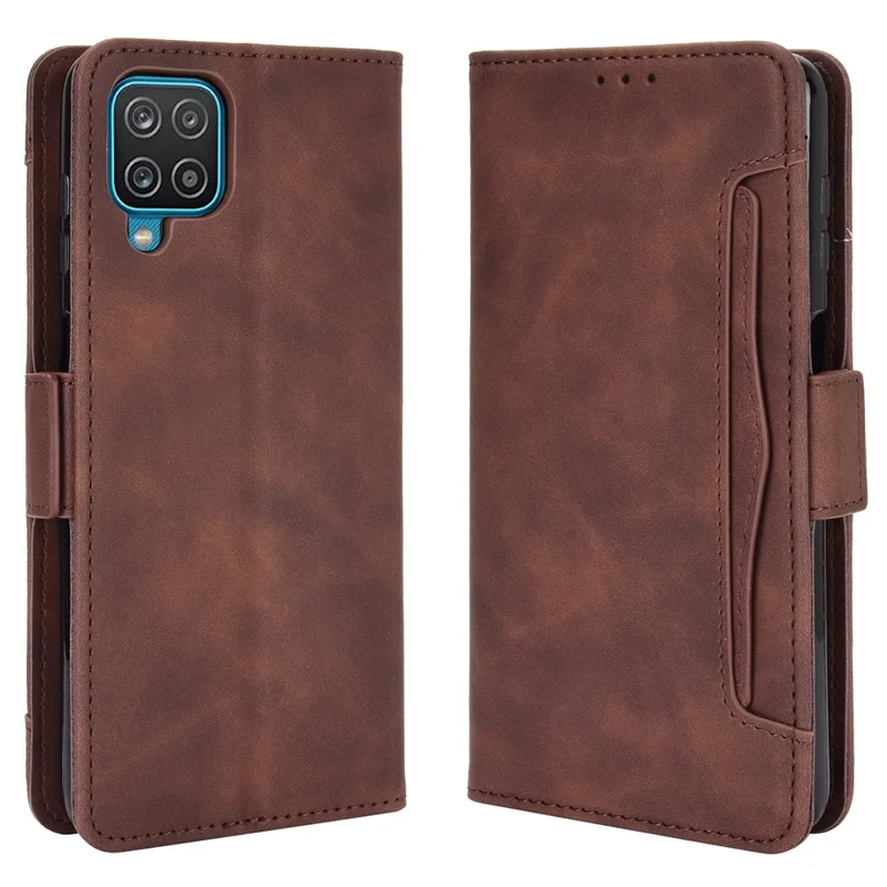 Wallet Design Phone Cover Stand Case with Multiple Card Slots for Samsung Galaxy M32 (Global Version) - Brown