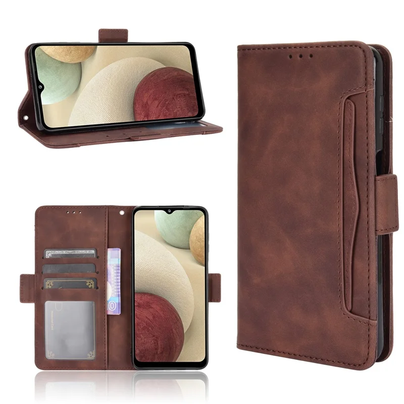 Wallet Design Phone Cover Stand Case with Multiple Card Slots for Samsung Galaxy M32 (Global Version) - Brown