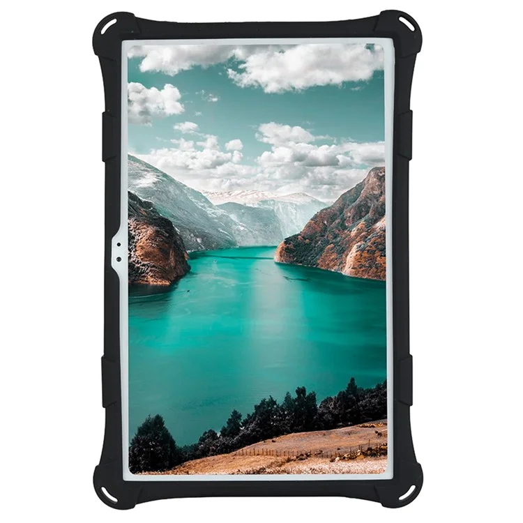 Well-Protected PC + Silicone Hybrid Tablet Cover Kickstand Case with Lanyard for Samsung Galaxy Tab A7 10.4 (2022) / (2020) - Black