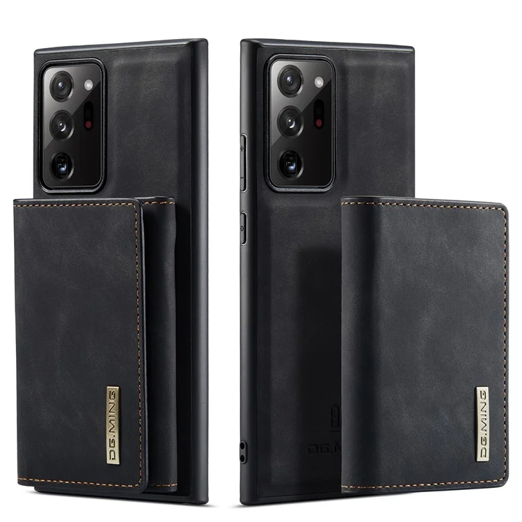 DG.MING M1 Series Kickstand Design PU Leather Coated TPU + PC Phone Case with Detachable Magnetic Wallet for Samsung Galaxy Note20 Ultra/Note20 Ultra 5G - Black