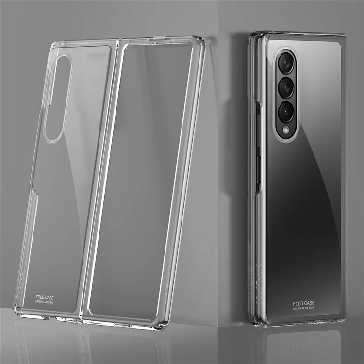 Diseño de Marco de Electroplatización Case de Cobertura de Teléfono de PC Plegable Para Samsung Galaxy Z Fold3 5G - Transparente