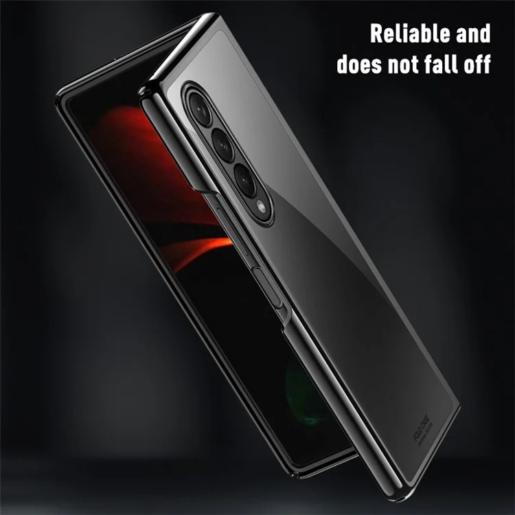 Electroplating Frame Design Folding PC Phone Cover Case for Samsung Galaxy Z Fold3 5G - Transparent