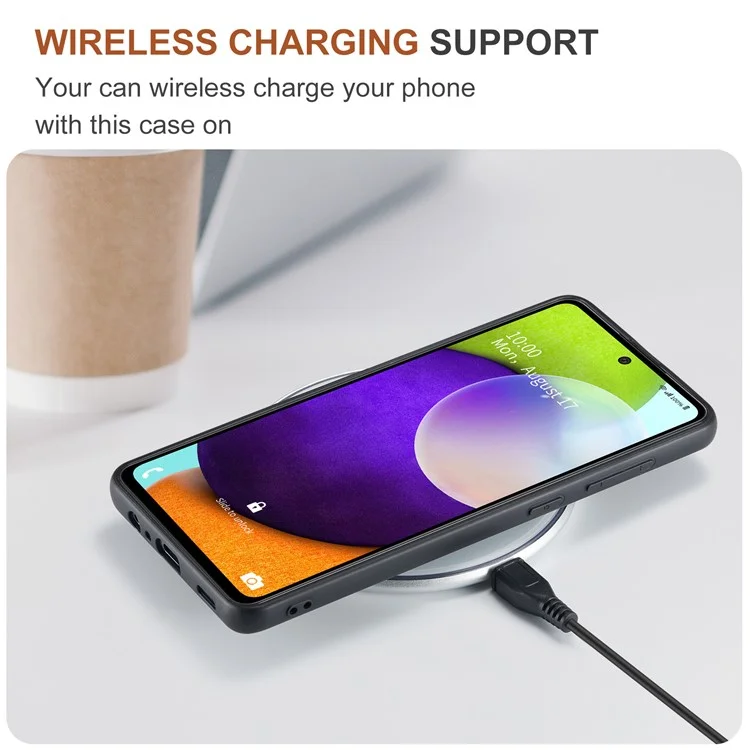 DG.MING M2 Series Anti-fall Tri-fold Wallet Magnetic Kickstand Leather Case для Samsung Galaxy A52 4G/5G / A52s 5G - Чёрный