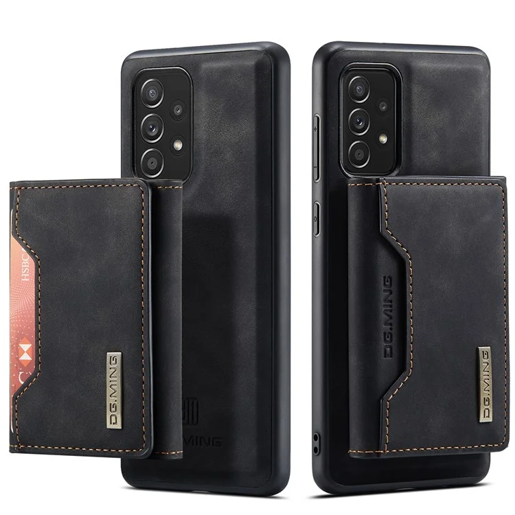 DG.MING M2 Series Anti-fall Tri-fold Wallet Magnetic Kickstand Leather Case для Samsung Galaxy A52 4G/5G / A52s 5G - Чёрный