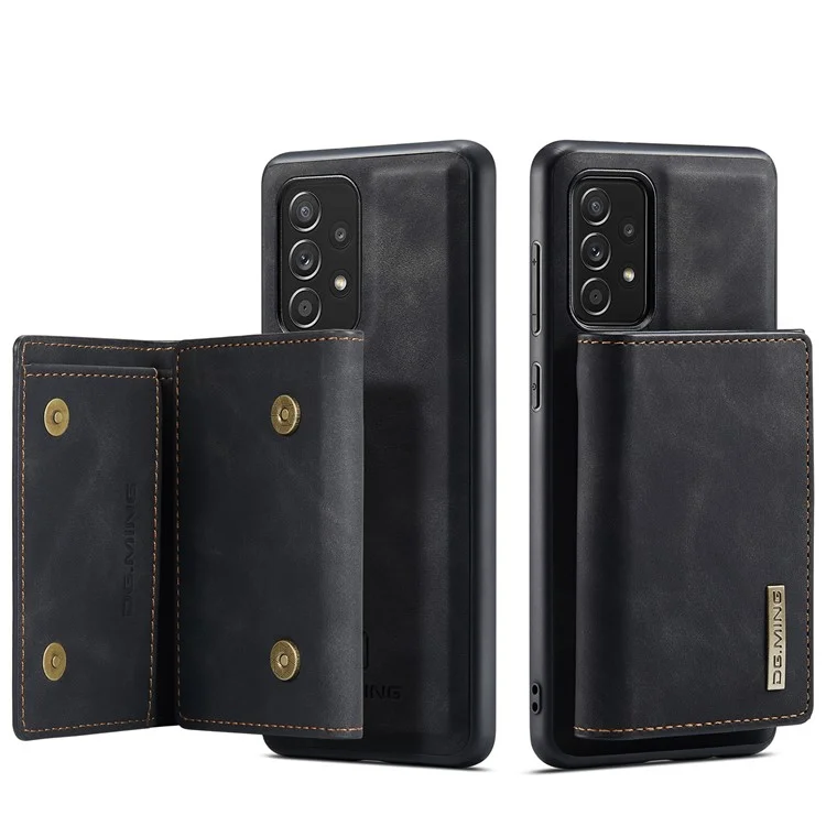 Dg. Ming M1 Estuche de Diseño de Diseño de Kickstand de Kickstand de la Serie Ming Con Billetera Magnética Desmontable Para Samsung Galaxy A52 4G/5G / A52s 5G - Negro