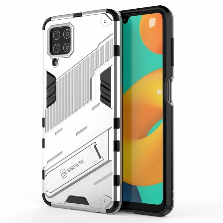 Shock-resistenter PC + Tpu-combo-hülle Kickstand Design Protective Phone Hülle Für Samsung Galaxy M32 (globale Version) - Weiß
