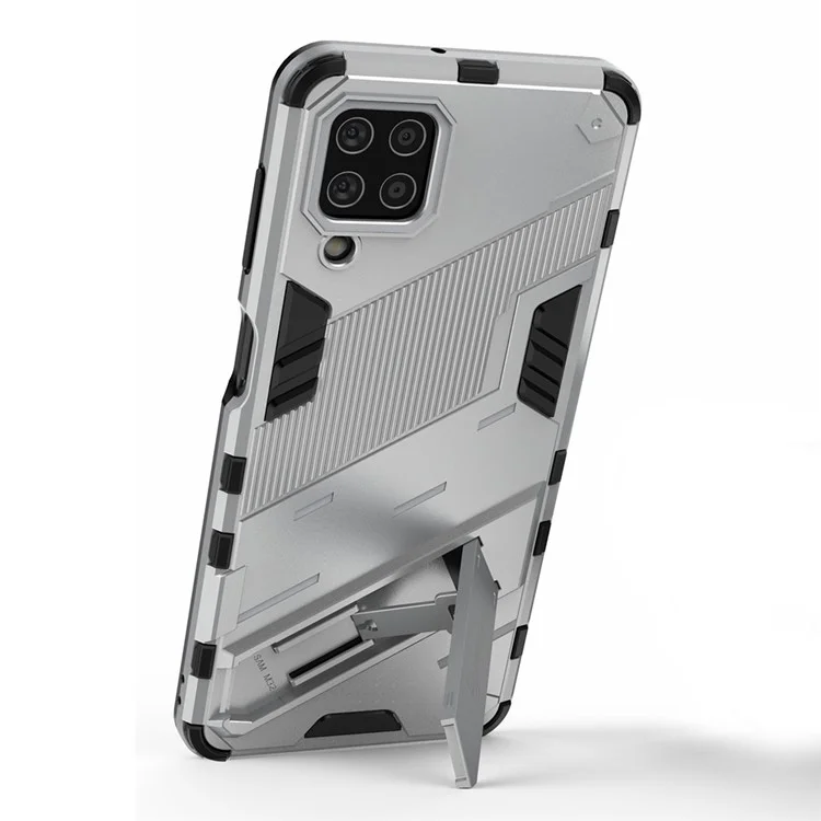 Shock-resistenter PC + Tpu-combo-hülle Kickstand Design Protective Phone Hülle Für Samsung Galaxy M32 (globale Version) - Weiß