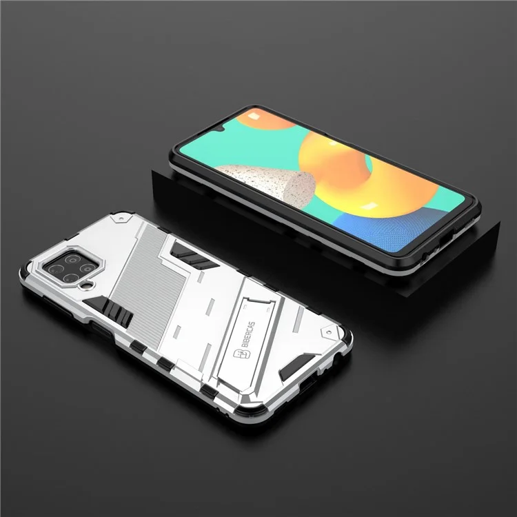 Shock-resistenter PC + Tpu-combo-hülle Kickstand Design Protective Phone Hülle Für Samsung Galaxy M32 (globale Version) - Weiß