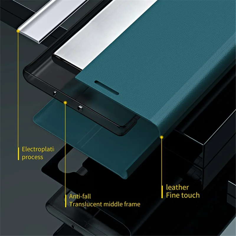 Auto-absorbed Stand Leather Phone Case for Samsung Galaxy S21 Ultra 5G - Dark Blue