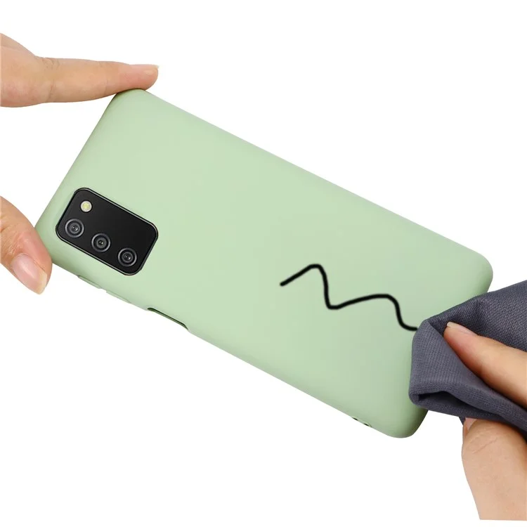 Body Slim Soft  Liquid Silicone Gel Rubber Phone Case with Strap for Samsung Galaxy A03s (166.5 x 75.98 x 9.14mm) - Green