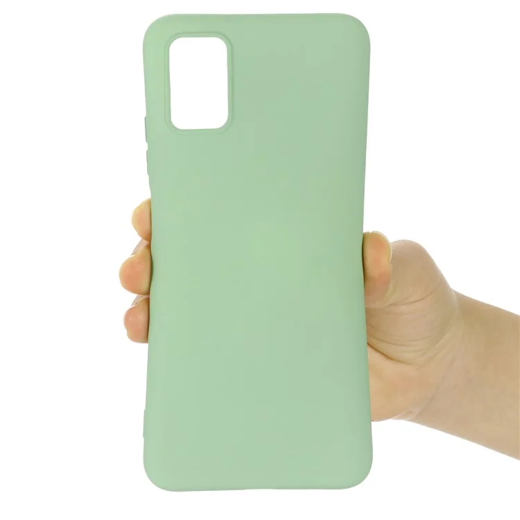 Body Slim Soft  Liquid Silicone Gel Rubber Phone Case with Strap for Samsung Galaxy A03s (166.5 x 75.98 x 9.14mm) - Green