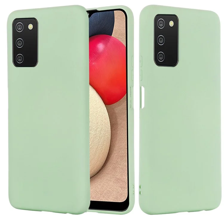 Body Slim Soft  Liquid Silicone Gel Rubber Phone Case with Strap for Samsung Galaxy A03s (166.5 x 75.98 x 9.14mm) - Green