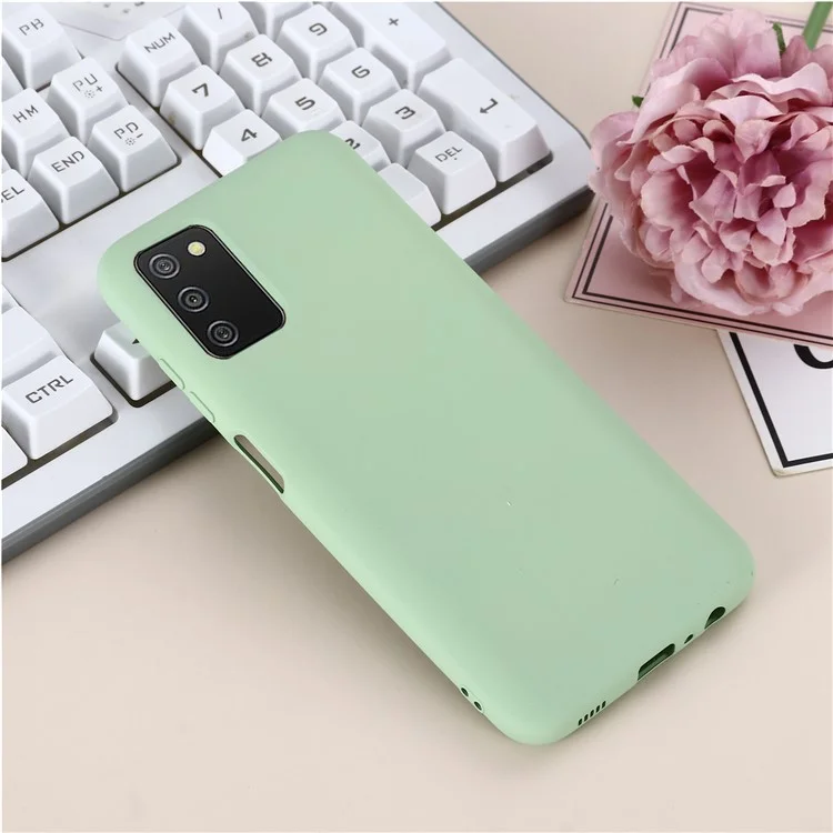 Body Slim Soft  Liquid Silicone Gel Rubber Phone Case with Strap for Samsung Galaxy A03s (166.5 x 75.98 x 9.14mm) - Green