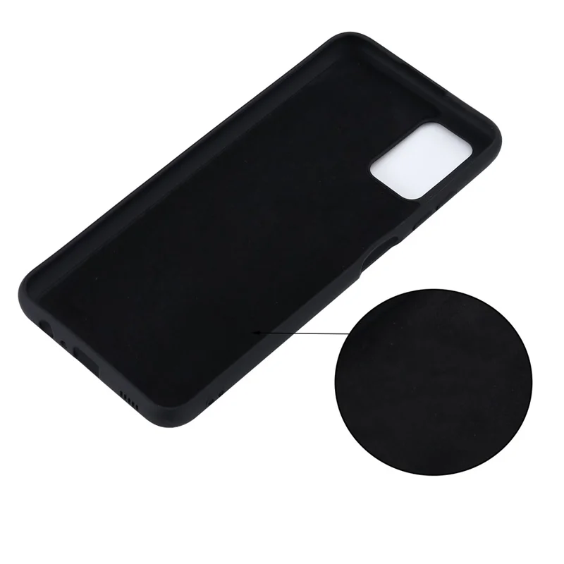 Body Slim Soft  Liquid Silicone Gel Rubber Phone Case with Strap for Samsung Galaxy A03s (166.5mm) - Black