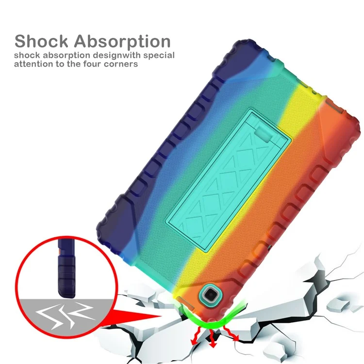 For Samsung Galaxy Tab A7 Lite 8.7-inch T220 / T225 Case Multi-Color Camouflage Kickstand Hybrid Tablet Cover - Red