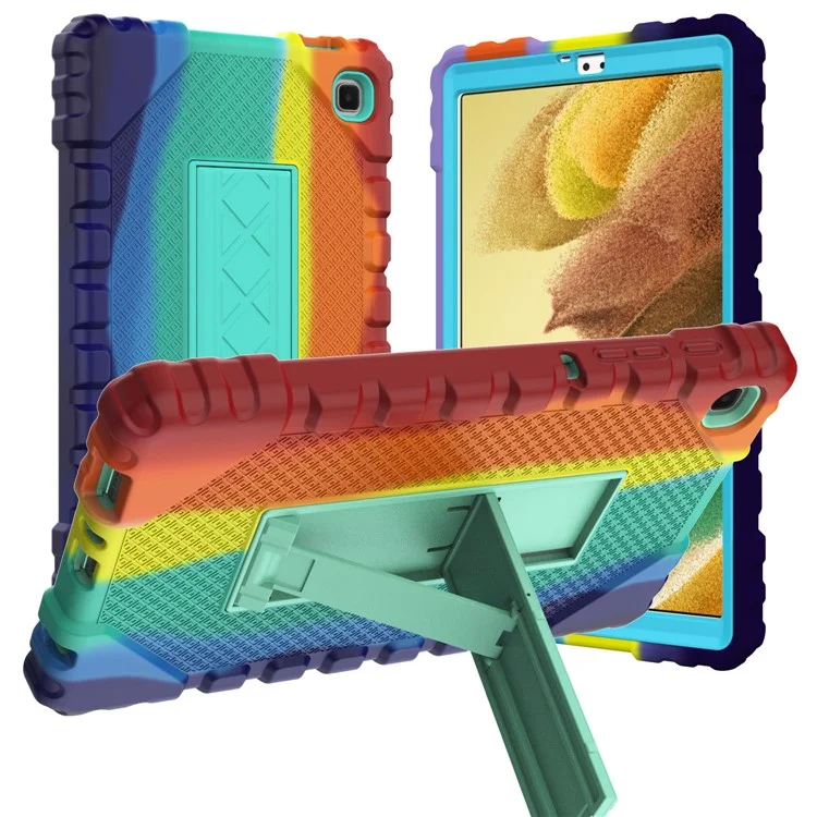 For Samsung Galaxy Tab A7 Lite 8.7-inch T220 / T225 Case Multi-Color Camouflage Kickstand Hybrid Tablet Cover - Red
