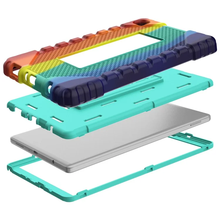 For Samsung Galaxy Tab A7 Lite 8.7-inch T220 / T225 Case Multi-Color Camouflage Kickstand Hybrid Tablet Cover - Red