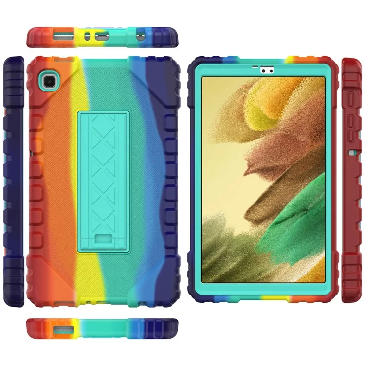For Samsung Galaxy Tab A7 Lite 8.7-inch T220 / T225 Case Multi-Color Camouflage Kickstand Hybrid Tablet Cover - Red