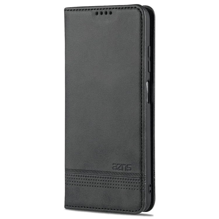 AZNS Shockproof Wallet Design PU Leather Folio Flip Phone Case Cover for Samsung Galaxy A03s (166.5 x 75.98 x 9.14mm) - Black