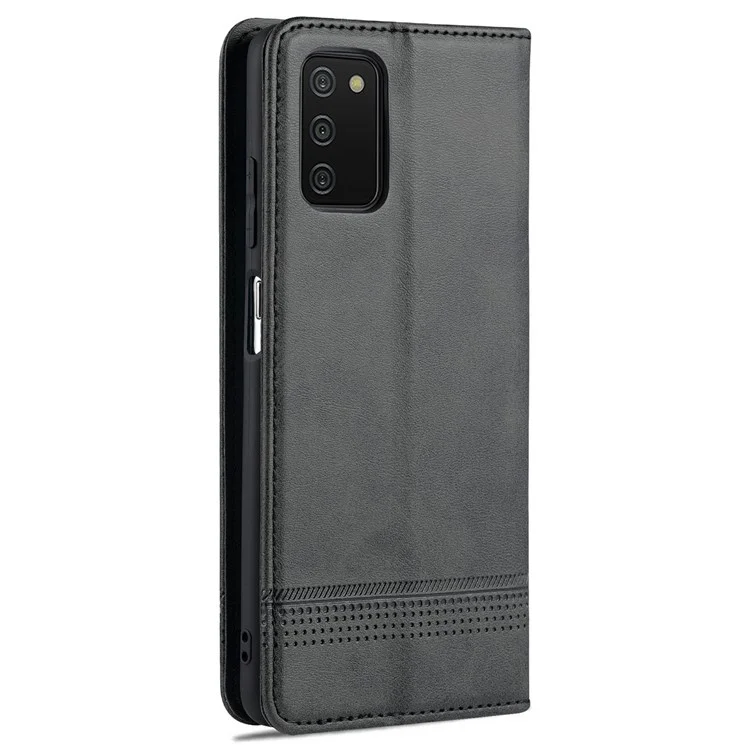 AZNS Shockproof Wallet Design PU Leather Folio Flip Phone Case Cover for Samsung Galaxy A03s (166.5 x 75.98 x 9.14mm) - Black