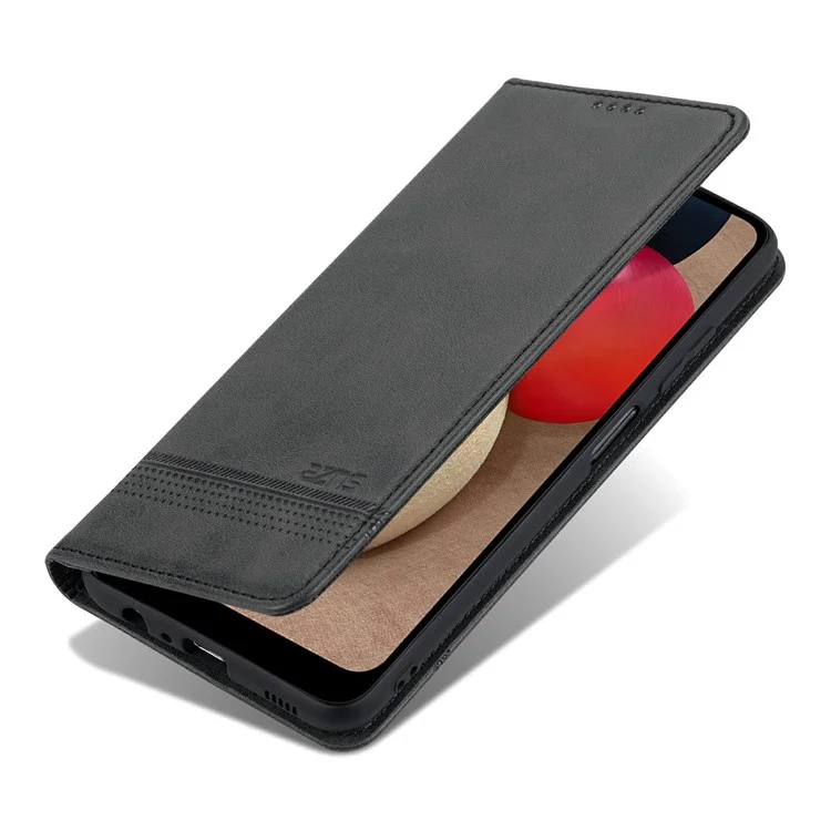 AZNS Shockproof Wallet Design PU Leather Folio Flip Phone Case Cover for Samsung Galaxy A03s (166.5 x 75.98 x 9.14mm) - Black