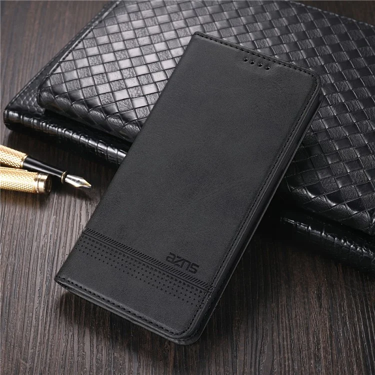 AZNS Shockproof Wallet Design PU Leather Folio Flip Phone Case Cover for Samsung Galaxy A03s (166.5 x 75.98 x 9.14mm) - Black
