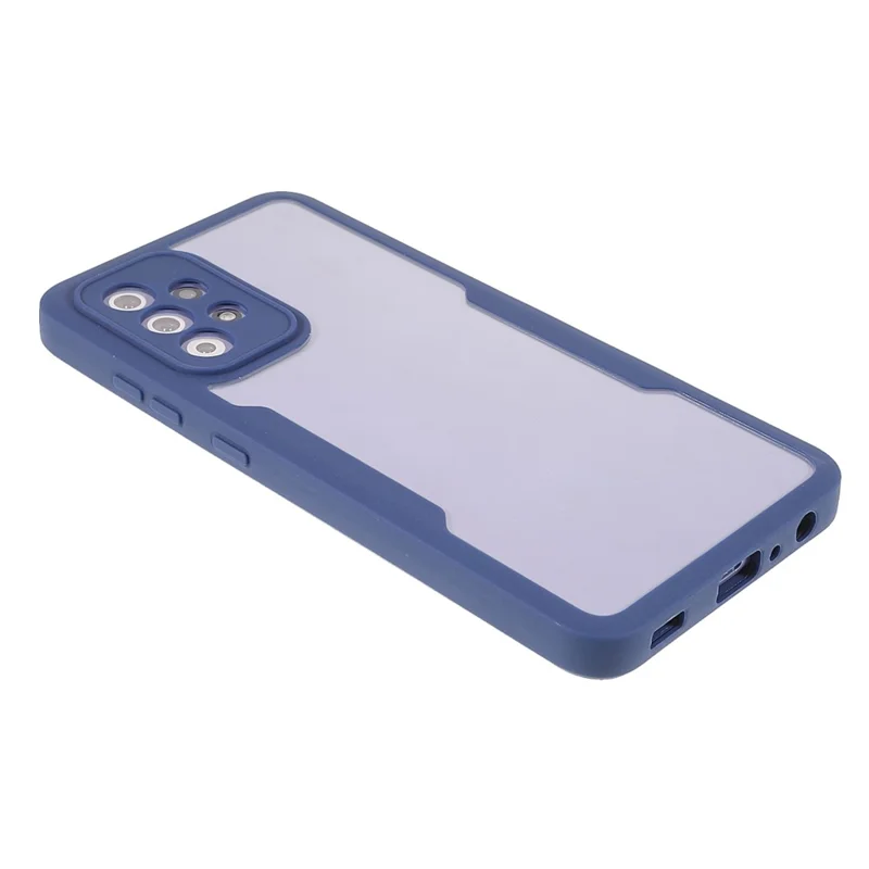 PET-Bildschirmschutz + Acryl-Rückwandplatte + TPU-Rahmen-Schutzhülle für Samsung Galaxy A52 4G/5G / A52s 5G - Blau