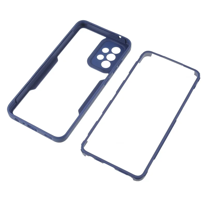 PET-Bildschirmschutz + Acryl-Rückwandplatte + TPU-Rahmen-Schutzhülle für Samsung Galaxy A52 4G/5G / A52s 5G - Blau