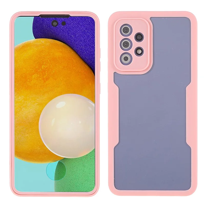 PET skærmprotector + akryl bagpanel + TPU ramme beskyttelsesdæksel til Samsung Galaxy A52 4G/5G / A52s 5G - Pink