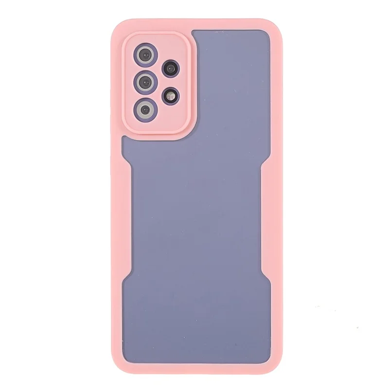 PET skærmprotector + akryl bagpanel + TPU ramme beskyttelsesdæksel til Samsung Galaxy A52 4G/5G / A52s 5G - Pink