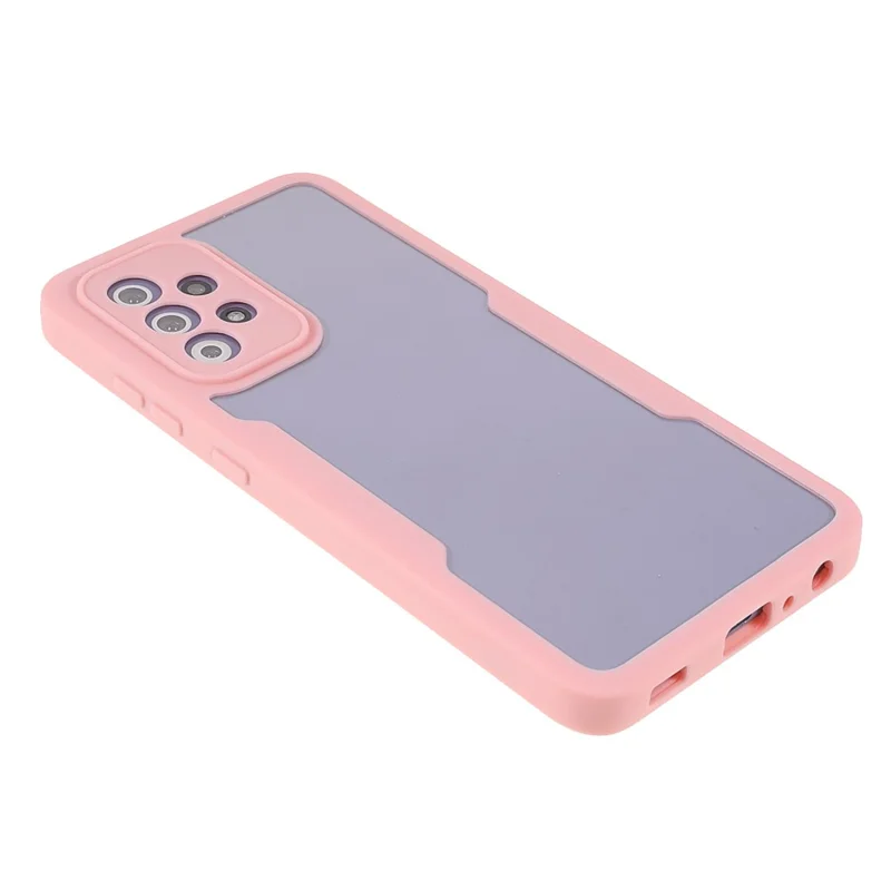 PET skærmprotector + akryl bagpanel + TPU ramme beskyttelsesdæksel til Samsung Galaxy A52 4G/5G / A52s 5G - Pink