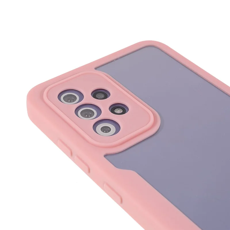 PET skærmprotector + akryl bagpanel + TPU ramme beskyttelsesdæksel til Samsung Galaxy A52 4G/5G / A52s 5G - Pink