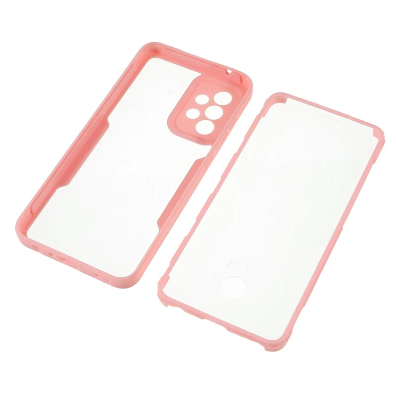 PET skærmprotector + akryl bagpanel + TPU ramme beskyttelsesdæksel til Samsung Galaxy A52 4G/5G / A52s 5G - Pink